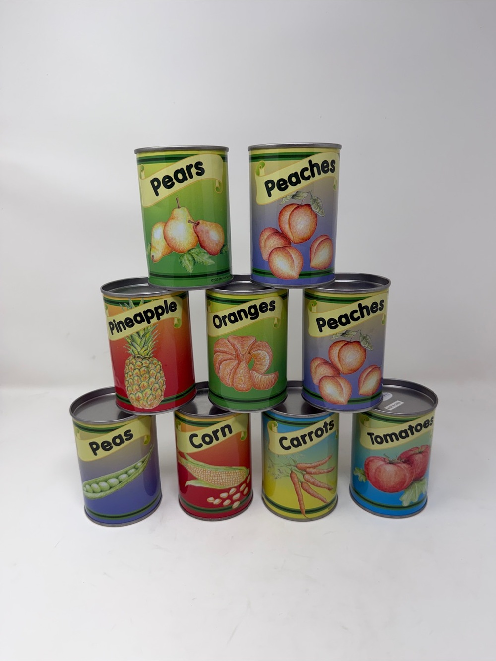 Set Of 9 EMPTY  Realistic Life Size Play Food Tin Cans By Excellerations..Kids